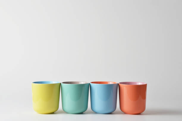 istock Multi Colored Coffee Cups on the White Background with Copy Space 1178927993