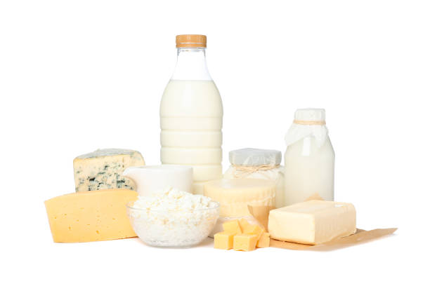 istock Fresh dairy products isolated on white background. Cheese, milk, butter 1178929376