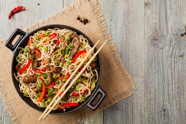 istock Chinese pasta with beef. Prepared in wok. 1178929449
