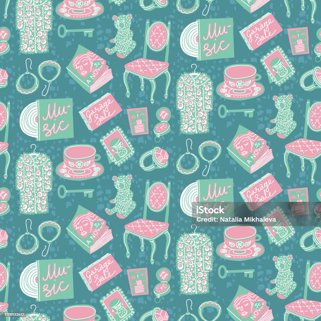 Antique Pattern Library Pastel Vintage Items Seamless Pattern Pastel Color Stock Illustration ...