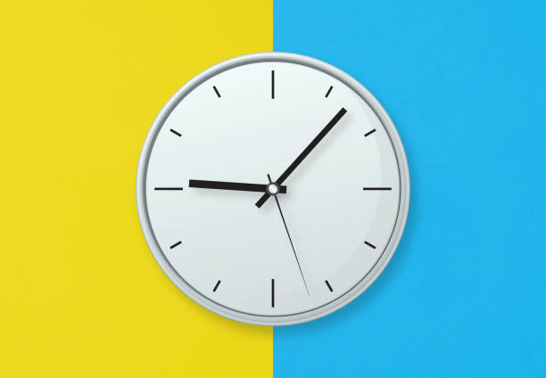 istock Gray clock on colorful background stock photo 1178935384