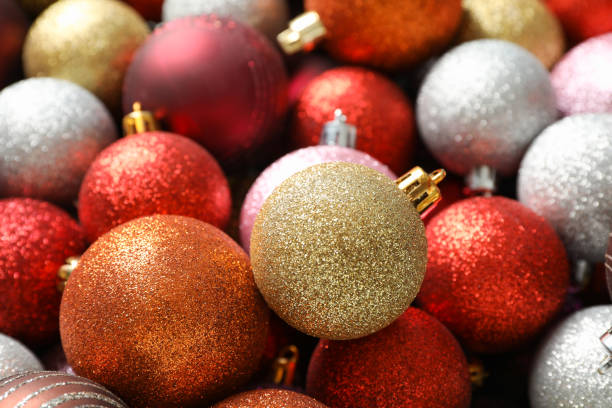 istock Christmas balls on whole background, close up 1178935917