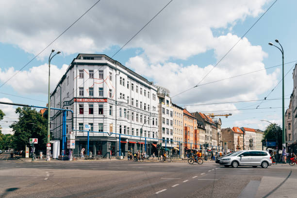 Berlin, Germany - July 27, 2019: Street view in Rosenthaler Platz in Scheunenviertel, in Berlin Mitte. It is one of oldest and most charismatic neighbourhoods in Berlin