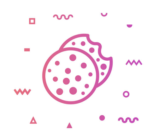 ilustrações de stock, clip art, desenhos animados e ícones de cookie vector icon line illustration - cooking backgrounds breakfast cake