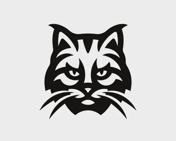 Vector illustration of Lynx head logo. Bobcat emblem design editable for your business. Vector illustration.