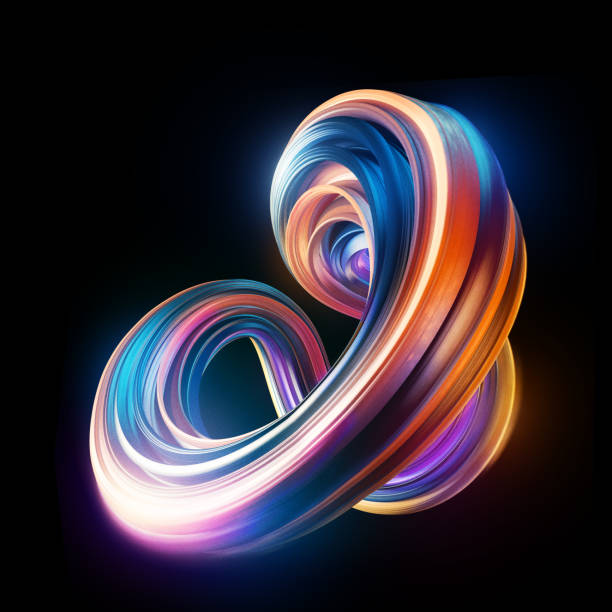 istock Abstract curved and twisted shape 3d render isolated on black background 1178945600