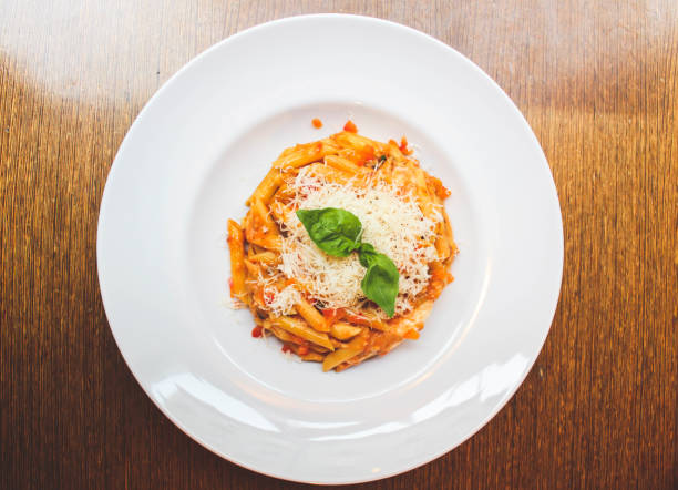 Pasta with tomato sauce and cheese