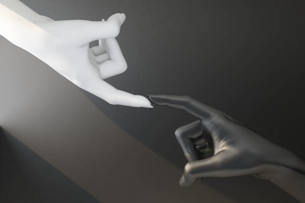 istock white hand touches finger on black hand 1178947606