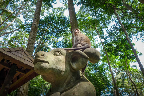 istock Monkey on a cow statue in the Monkey Forest, Ubud, Bali, Indonesia 1178948665