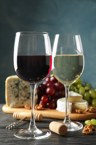 istock Grape, cheese, corkscrew, glasses with wine, on wooden background, copy space 1178948794