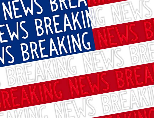 istock USA flag with lettering - Breaking News. TV, web and media screen background. Vector design. 1178949054