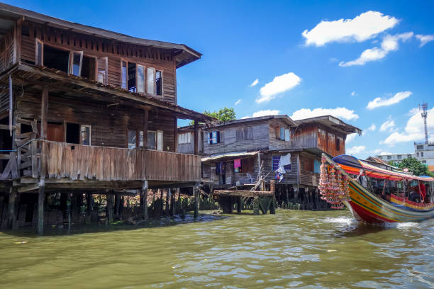 Old Houses on Khlong canal, Bangkok, Thailand