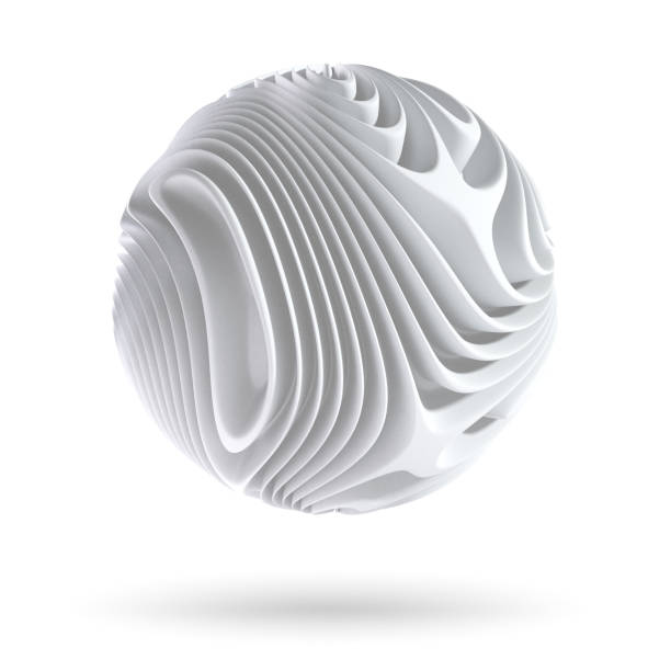 абстрактная сферическая форма изолирована на белом фоне - 3d object стоковые фото и изображения