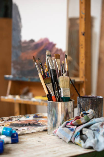 istock Brushes in painting artist studio 1178952767