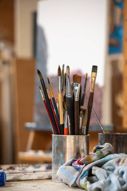 istock Brushes in painting artist studio 1178952793