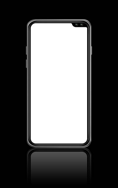 All-screen blank smartphone mockup isolated on black. 3D render