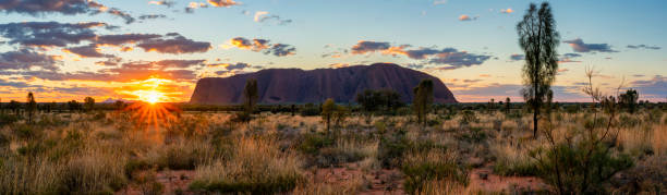 uluru national park at sunset - olgas imagens e fotografias de stock