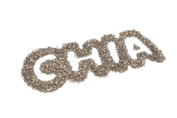 istock Word Chia layout of chia seeds, isolated on white background 1178954123