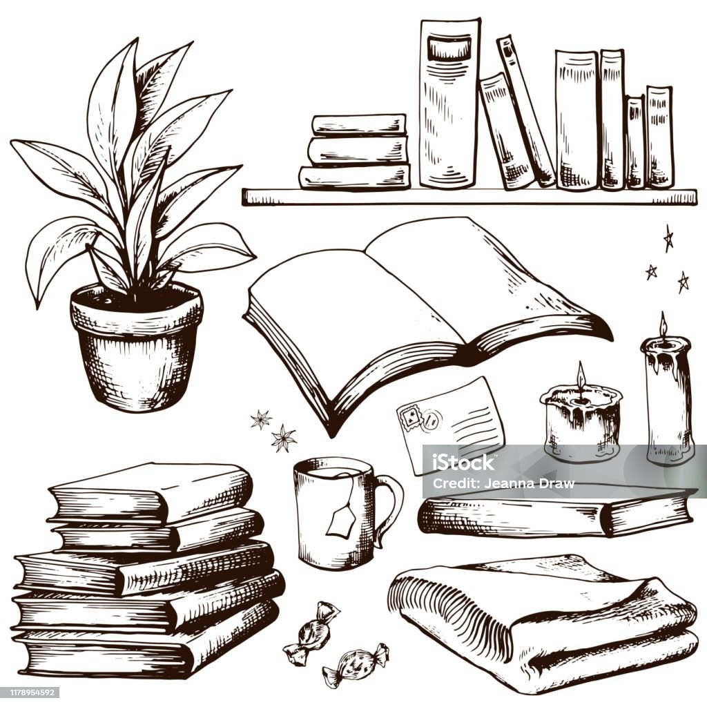 Book Sketch Collection Stock Illustration - Download Image Now - Sketch,  Book, Flower Pot - iStock