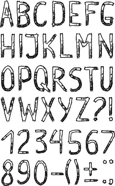 istock Vector image of outlines letters of alphabet,signs and numbers 1178957031