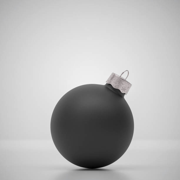 Close-up of a modern black Christmas bauble