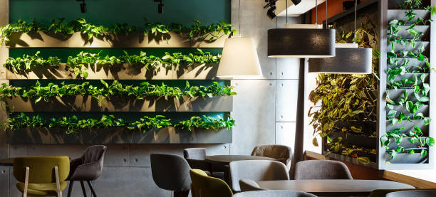 istock Floral interior in modern cafe with plants in decoration pots 1178960722