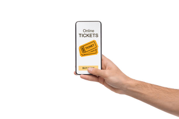 istock Man Downloading Event Tickets Application To Smartphone On White Background 1178960820