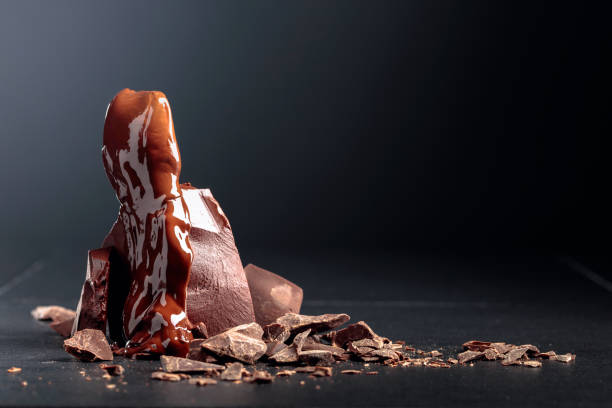 Melting black chocolate.