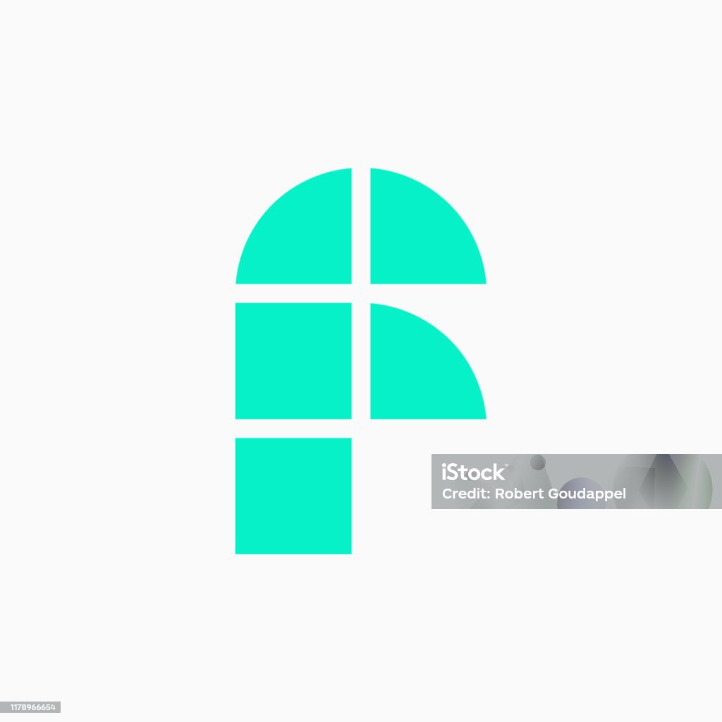 Lowercase F. Green Lettering Vector Logo Letter Green Blue Blocks Lowercase F Stock Illustration ...