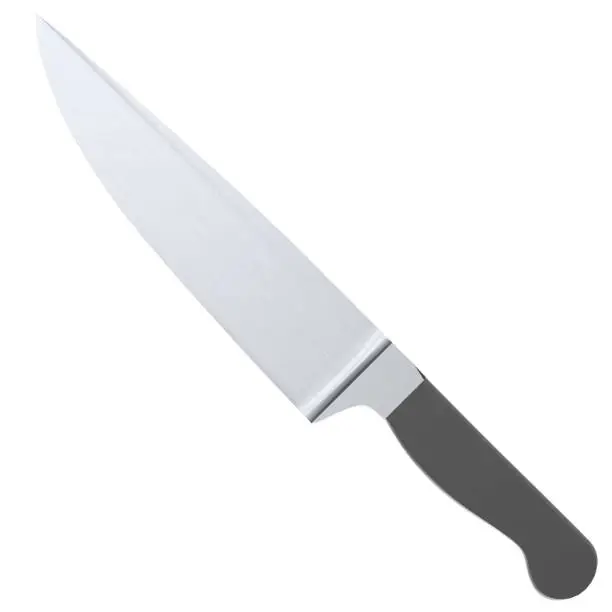 3D rendering illustration of a chef knife kitchen utensil