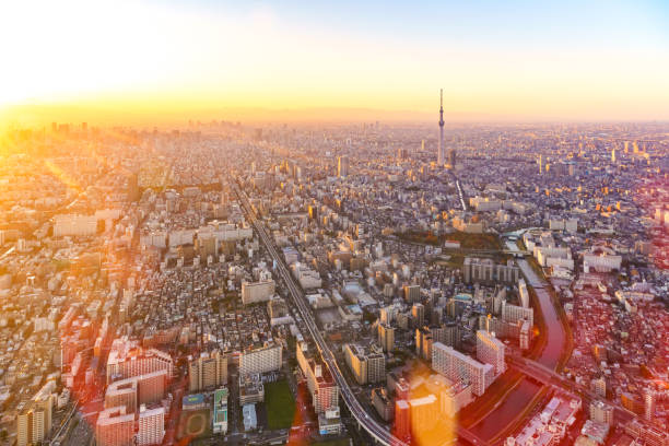 Asakusa, Tokyo sky tree, Japan Skyline Asakusa, Tokyo sky tree, Japan Skyline tokyo prefecture tokyo tower japan night stock pictures, royalty-free photos & images