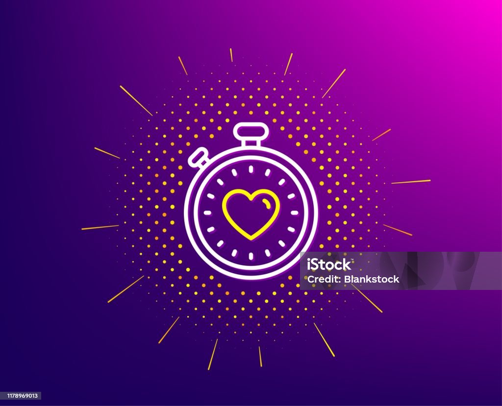 Pictogram voor hart in timer lijn. Liefde symbool. Vector - Royalty-free Badge vectorkunst Pictogram voor hart in timer lijn. Liefde symbool. Vector - Royalty-free Badge vectorkunst