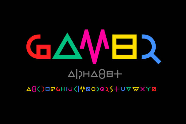 게임 스타일 글꼴 - gamer stock illustrations