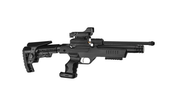 istock Modern air rifle with folding butt and collimator sight isolate on a white background. Pneumatic rifle isolated on white back. 1178973178