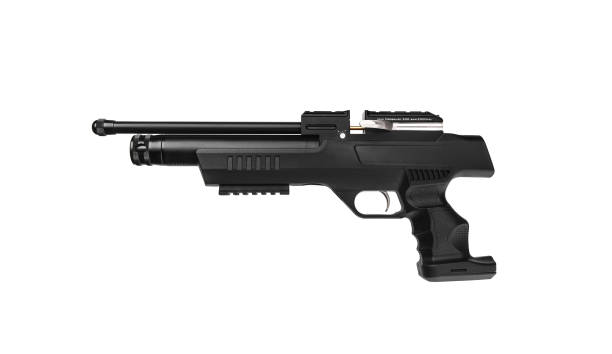 istock Modern air rifle with folding butt and collimator sight isolate on a white background. Pneumatic rifle isolated on white back. 1178973210