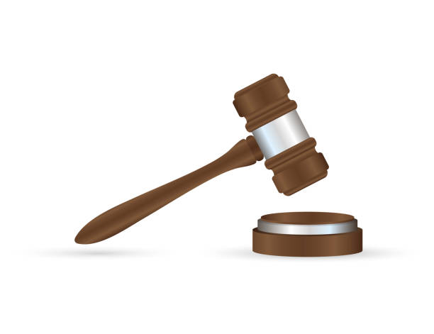 istock wooden judge gavel and soundboard isolated on white background. 1178974725