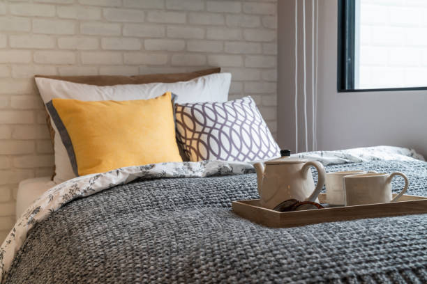 istock modern bedroom with set of pillows 1178979406