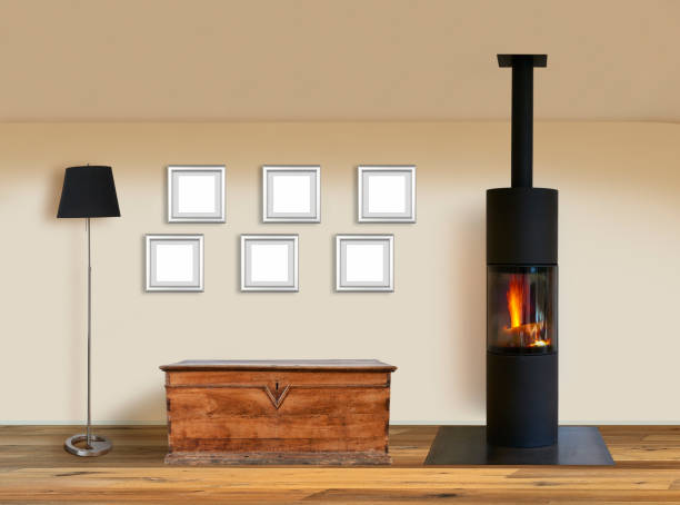 istock Modern renovated interior with wooden floor and fireplace 1178981293