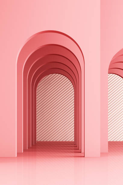 istock 3d rendering arc rhythm in pink color tone. 1178983201