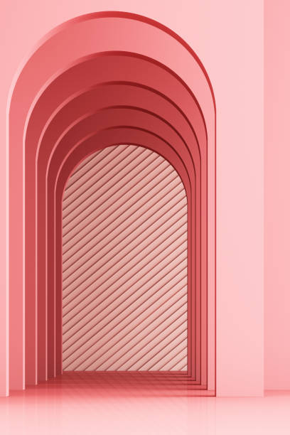 istock 3d rendering arc rhythm in pink color tone. 1178983213