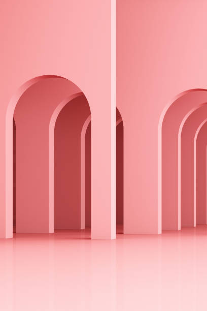 istock 3d rendering arc rhythm in pink color tone. 1178983218