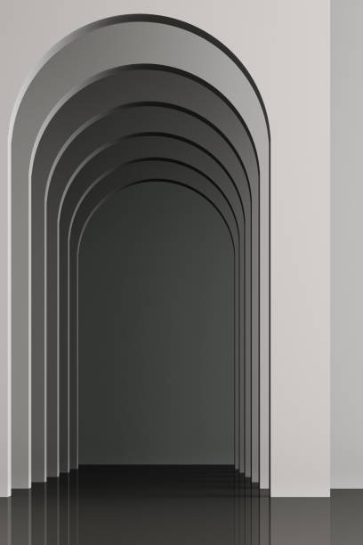 istock 3d rendering arc rhythm in grey tone color. 1178983233