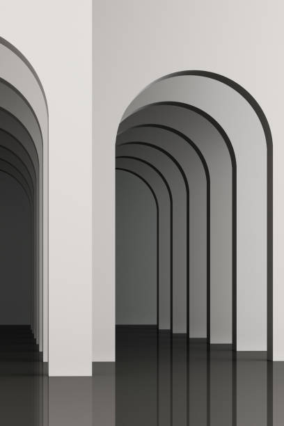 istock 3d rendering arc rhythm in grey tone color. 1178983240