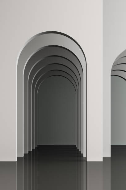 istock 3d rendering arc rhythm in grey tone color. 1178983257