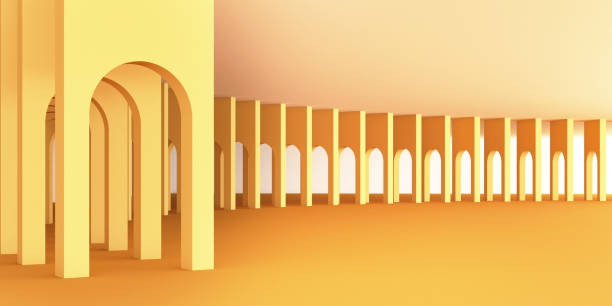 istock 3d rendering arc rhythm in yellow color tone. 1178983319