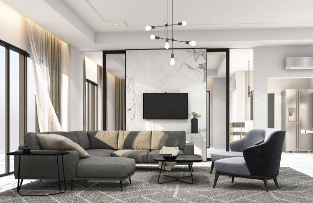 istock Interior living area in modern luxury style. 3D rendering 1178985471
