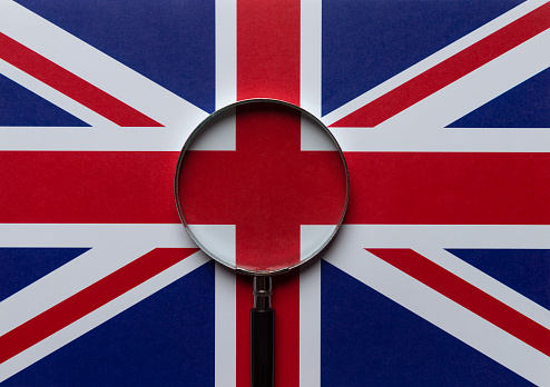 Magnifying glass on the England Flag.