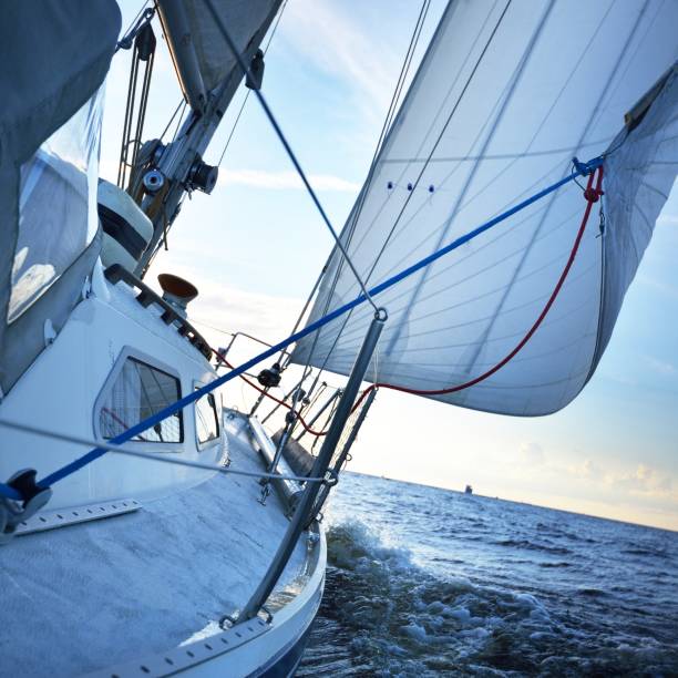 istock View from a deck of a tilted yacht in strong wind on evening 1178986687