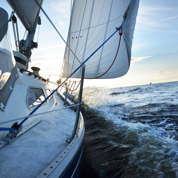istock View from a deck of a tilted yacht in strong wind on evening 1178986703
