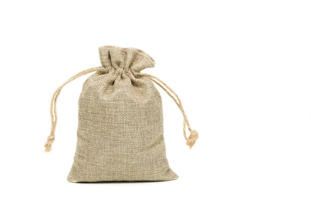 sackcloth isolado no fundo branco - coffee bag burlap textured - fotografias e filmes do acervo